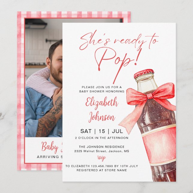 Invitation Ready To Pop Soda Bottle Baby Shower Photo (Devant / Derrière)