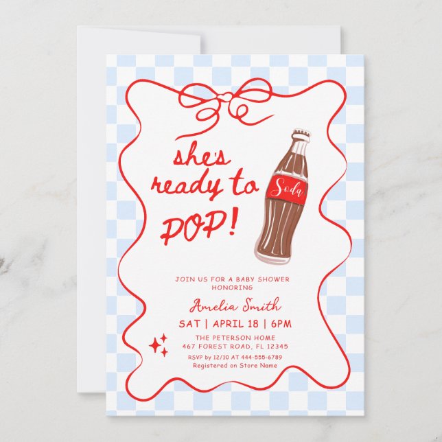 Invitation Ready to Pop Soda Boy Baby shower (Devant)