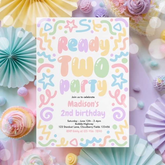 Invitation Ready Two Party Confetti Balloon 2nd Birthday  (Créateur téléchargé)