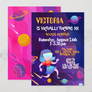 Invitation Réalité virtuelle Fête d'anniversaire FILLE