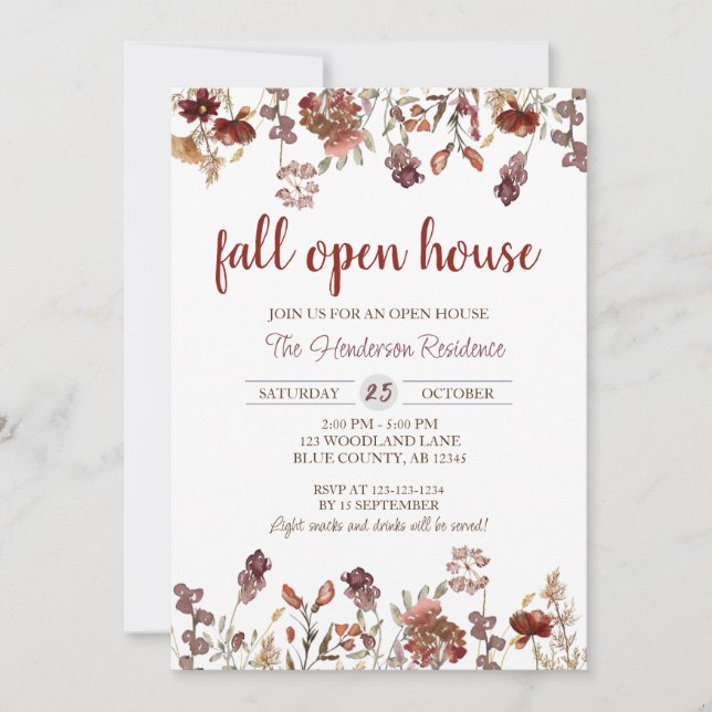 Invitation Realtor Fall Open House, Réchauffement de maison,  (Devant)