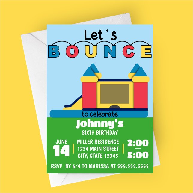 Invitation Rebondissons, Bounce House Anniversaire (Let's Bounce | Bounce House Birthday Party Invitation)