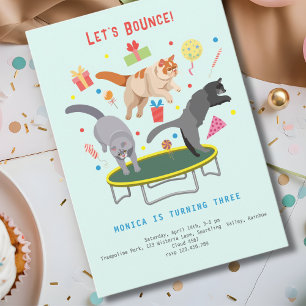Invitation Rebondissons sautant chats anniversaire de enfant