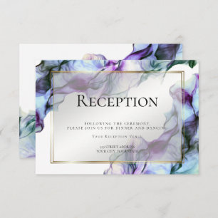 Invitation RÉCEPTION   Abstraite encre d'aquarelle Indigo Tur