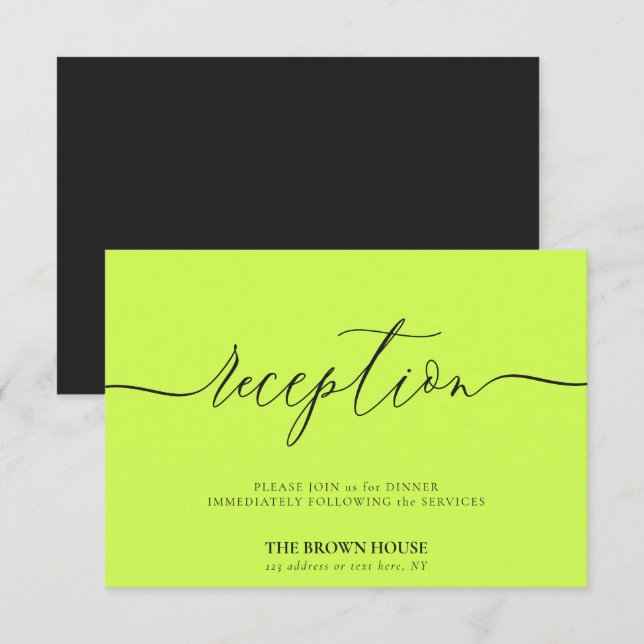 Invitation réception après dîner Cyber Lime Jet Black (Devant / Derrière)