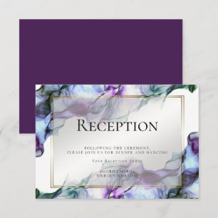 Invitation RÉCEPTION   Aquarelle Abstraite Prune Sarcelle