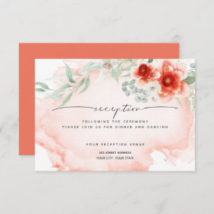 Invitation Réception   Aquarelle Fleurs de corail