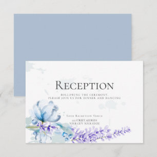 Invitation RÉCEPTION Aquarelle Lavande - Floral Bleu Poussi
