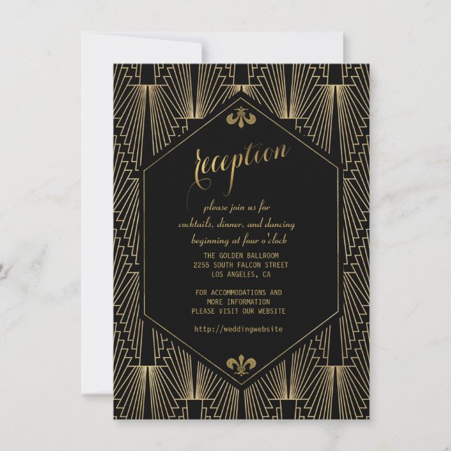 Invitation Réception Art Déco des Années Folles Gatsby le Mag (Devant)
