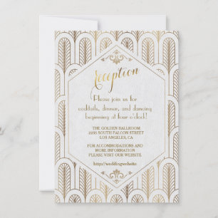 Invitation Réception Art Déco Gatsby le Magnifique Blanc Or