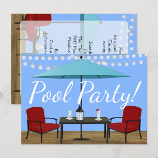 Invitation Réception au bord de la piscine extérieure