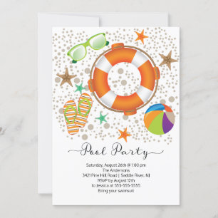 Invitation Réception au bord de la piscine moderne d'été