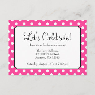 Invitation Réception Bat mitzvah à points rose Candy
