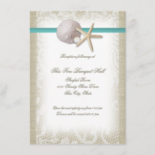 Invitation Réception Beach Pearl et Lace Aqua