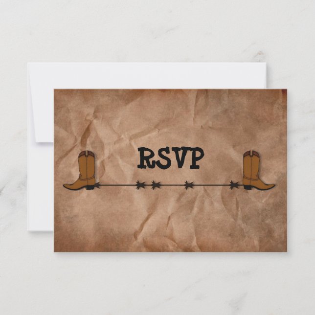 Invitation Réception Boots Cowboy RSVP (Devant)