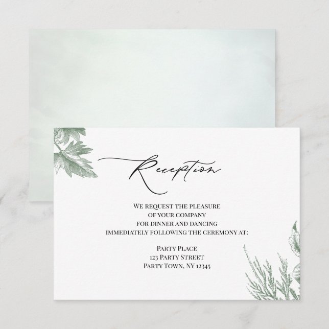 Invitation Réception Botanique Feuille verdoyante (Devant / Derrière)