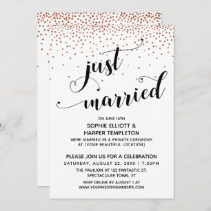 Invitation Réception Confetti Confetti En Cuivre Juste Marié