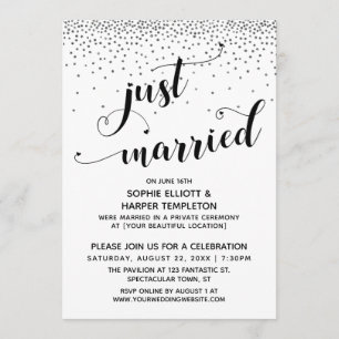 Invitation Réception Confetti En Argent De Script Marié Uniqu