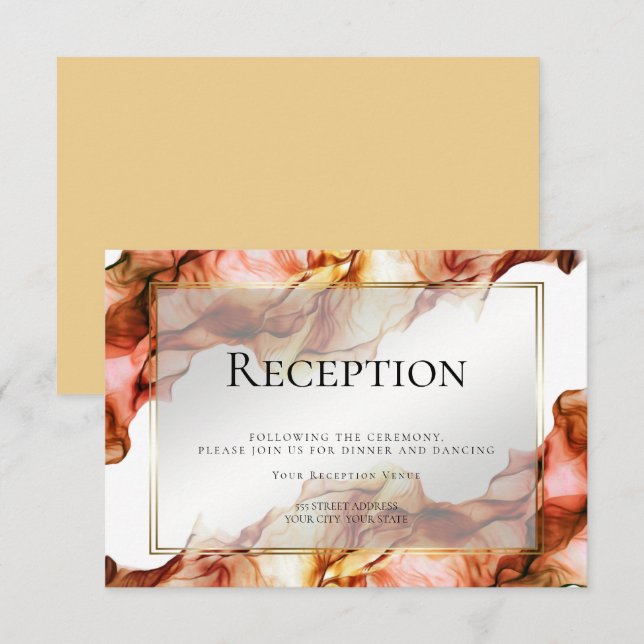 Invitation RÉCEPTION | Couleurs d'automne à l'aquarelle abstr (Devant / Derrière)