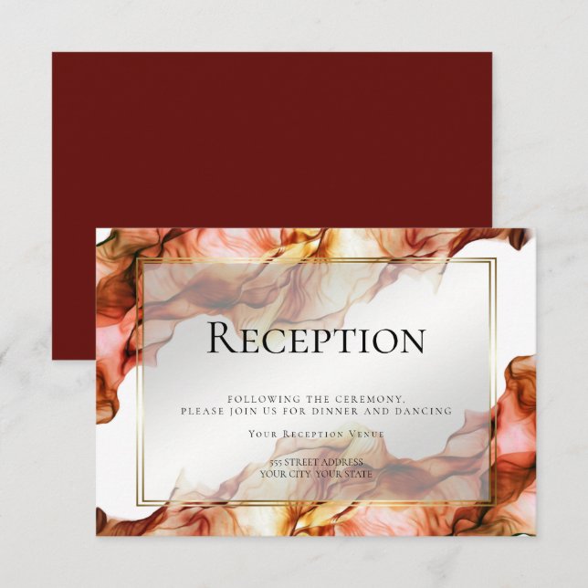 Invitation RÉCEPTION | Couleurs d'automne à l'aquarelle abstr (Devant / Derrière)