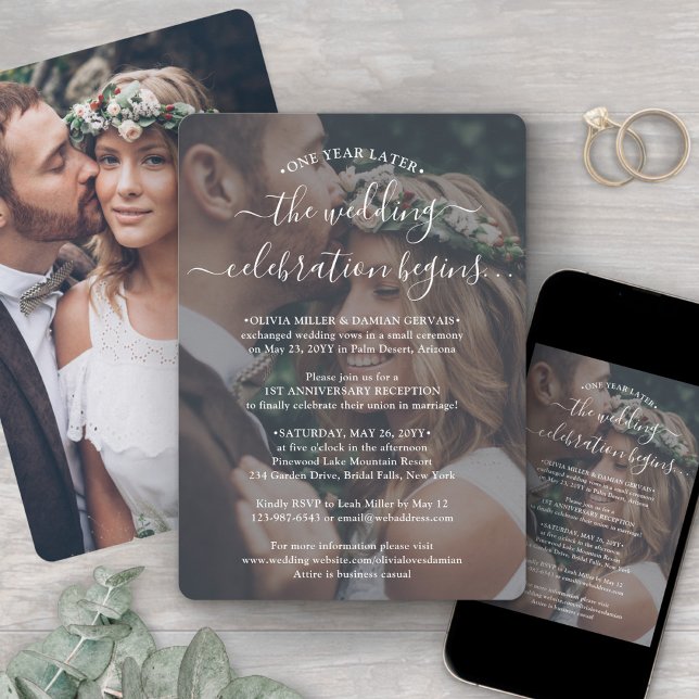 Invitation Réception d'anniversaire de mariage d'une année 2  (Créateur téléchargé)