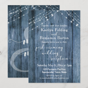 Invitation Réception d'après-mariage uniquement - Rustic Blue