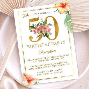 Invitation Réception de fête tropicale hawaïenne pour 50e ann
