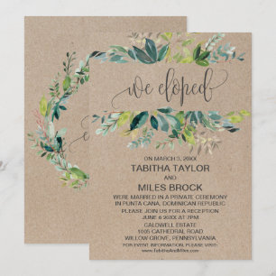 Invitation Réception de fuite avec feuillage Kraft