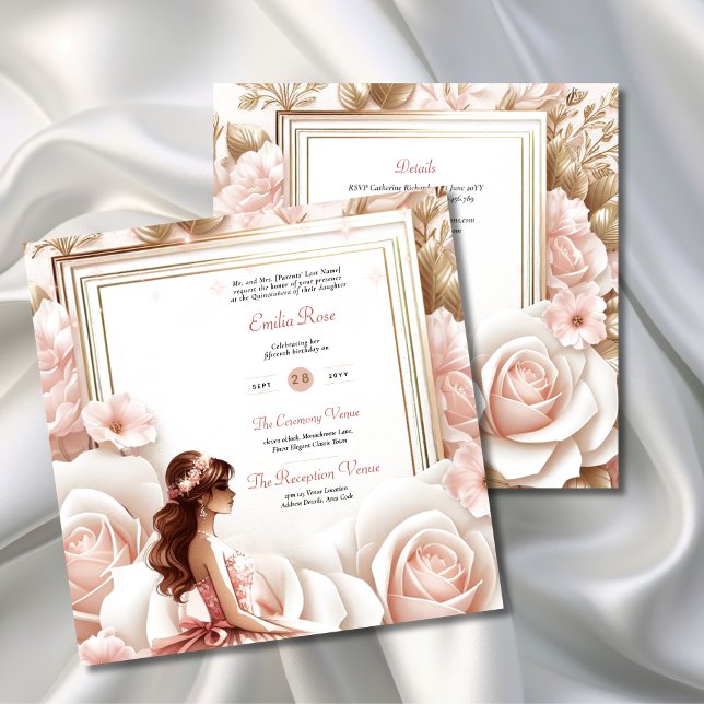 Invitation Réception de la cérémonie de la Quinceanera rose v (Créateur téléchargé)