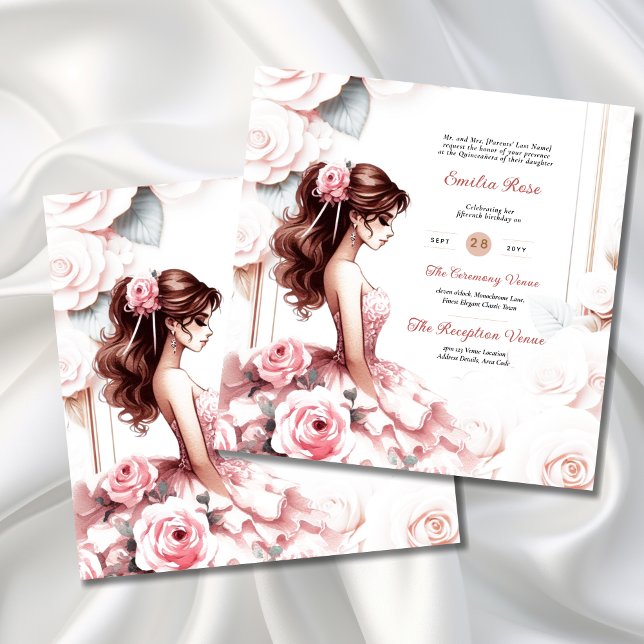 Invitation Réception de la cérémonie de la Quinceanera rose v (Créateur téléchargé)