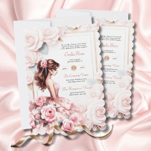 Invitation Réception de la cérémonie de la Quinceanera rose v