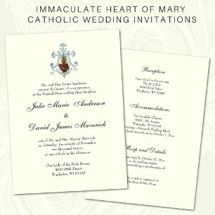 Invitation Réception de la Croix Marian Mariage catholique