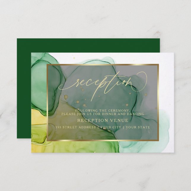 Invitation Réception de lancement de Elegant Greens and Golds (Devant / Derrière)