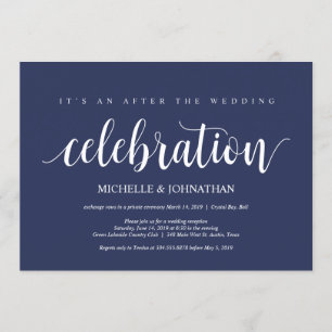 Invitation Réception de l'Elopement Mariage bleu de la marine