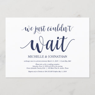 Invitation Réception de l'Elopement Mariage bleu de la marine