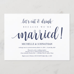 Invitation Réception de l'Elopement Mariage bleu de la marine