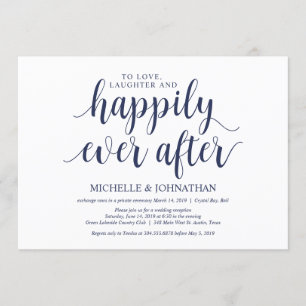 Invitation Réception de l'Elopement Mariage bleu de la marine