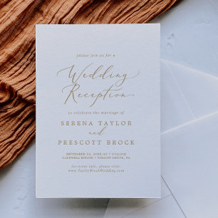 Invitation Réception de mariage à la calligraphie dorée délic