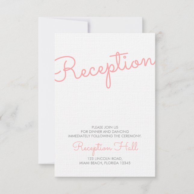 Invitation Réception de mariage à la typographie moderne rose (Devant)