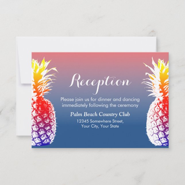 Invitation Réception de mariage à l'ananas hawaïen (Devant)