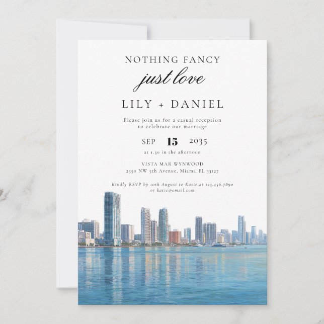 Invitation Réception de mariage à Miami pour un mariage en fu (Devant)