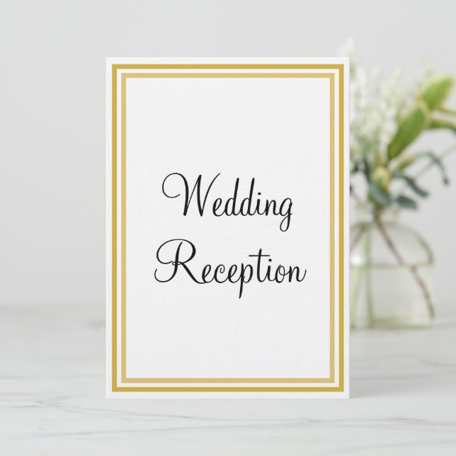 Invitation Réception de mariage à monogramme blanc or (Debout devant)