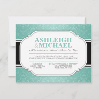 Invitation Réception de mariage à motif damassé gris et sarce