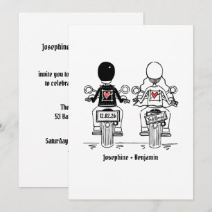 Invitation Réception de mariage à moto le soir pour motards