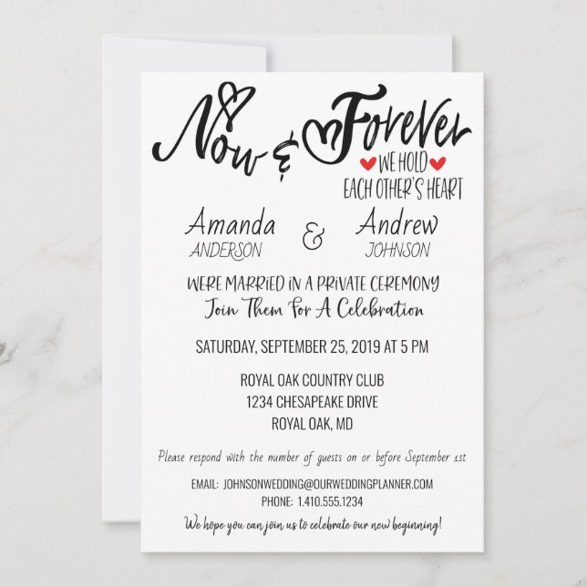Invitation Réception de mariage après la fête (Devant)