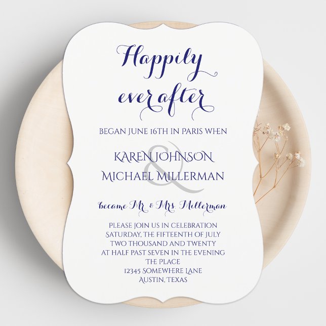 Invitation Réception de mariage après-midi bleu de minuit heu (Créateur téléchargé)