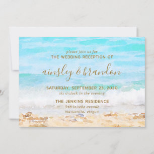 Invitation Réception de mariage aquarelle de plage