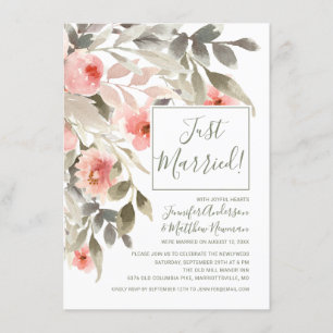 Invitation Réception de mariage aquarelle rose blush après-ma