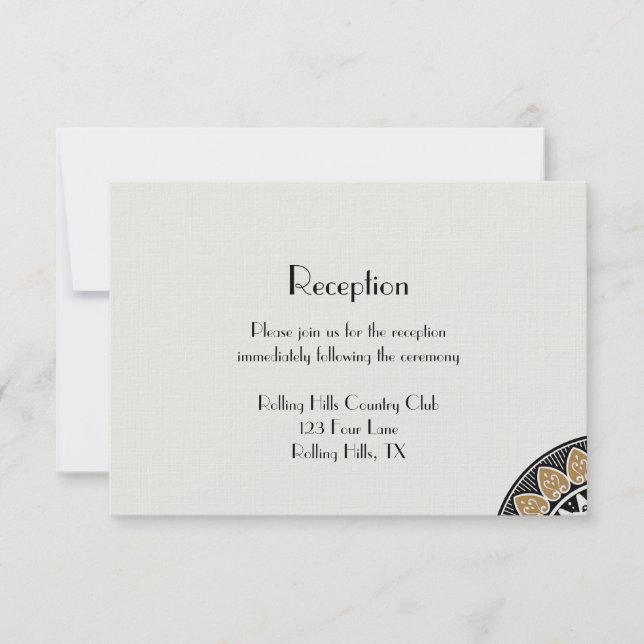Invitation Réception de mariage Art Déco Gold Posh (Devant)