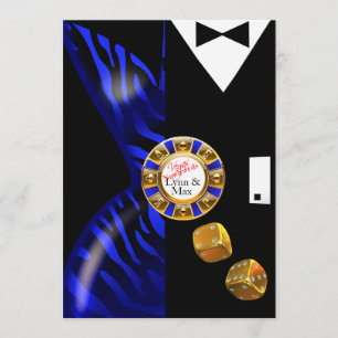 Invitation Réception De Mariage Art Déco Las Vegas   cobalt